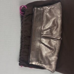 Lauren Merkin Bronze Leather Evening Clutch Wallet Bag
